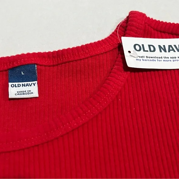 Old Navy NWT Women’s Vibrant Red Rib-Knit Long Sleeve Crew Neckline Shirt SIZE L - Picture 4 of 8